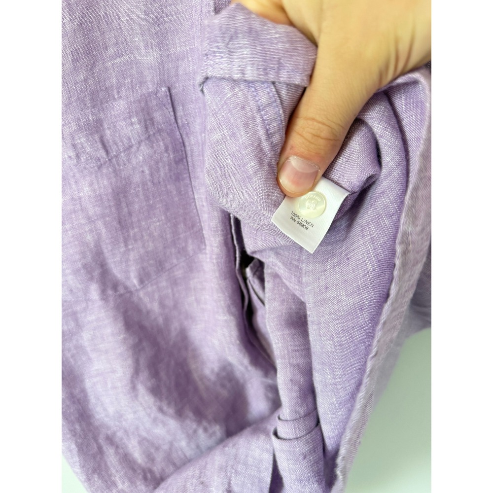 Murano Baird McNutt Irish Linen Shirt Mens Large Purple Short Sleeve Button Down - Picture 6 of 6